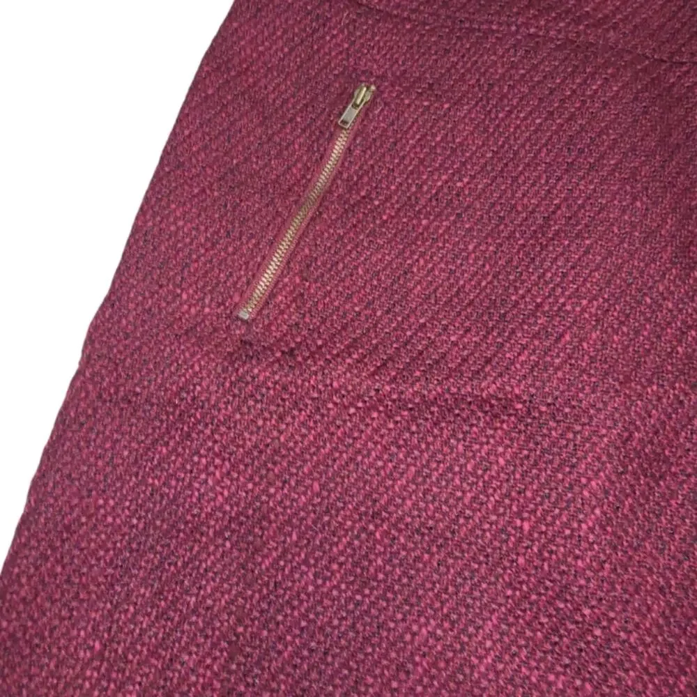 Loft Zip Pocket Elegant Burgundy Tweed Mini Skirt‎ Size 10